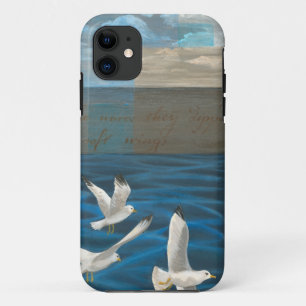 Coque iPhone 11 Trois mouettes blanches volant au-dessus de l'eau