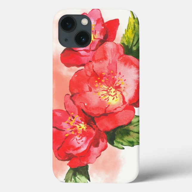 Coques Case-Mate iPhone Trois Roses d'aquarelle rose et rouge (Verso)