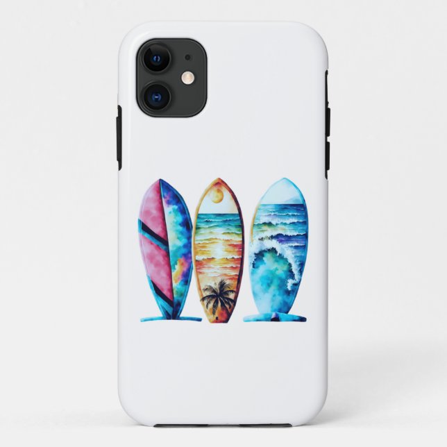 Coques Case-Mate iPhone Trois Surf couleur aquarelle (Dos)
