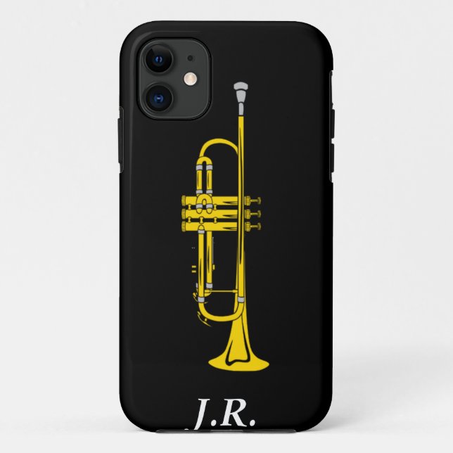 Coques Case-Mate iPhone Trompette de Jazz ajoutez vos Initiales étui-cousi (Dos)