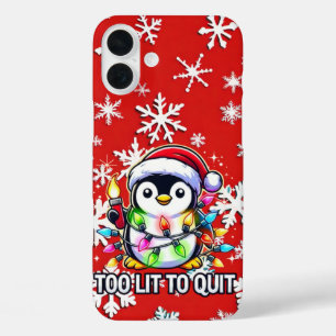 Coque Pour iPhone 16 Plus Trop de lumière pour arrêter le pingouin de Noël