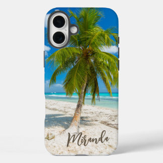 Coque Pour iPhone 16 Plus Tropical Beach Palm Tree Personalized