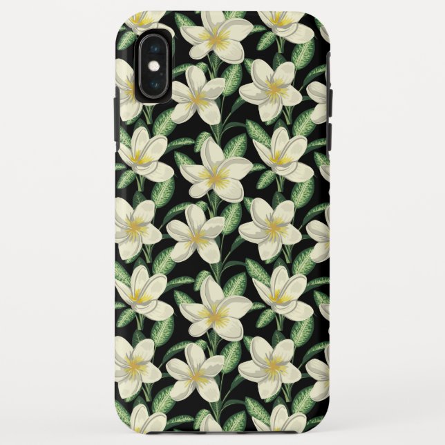 Coques Case-Mate iPhone Tropical continu motif fleurs blanches feuille ver (Dos)