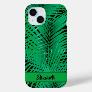 Coque Case-Mate iPhone Tropical Palm Fronds sur Black Nom personnalisé