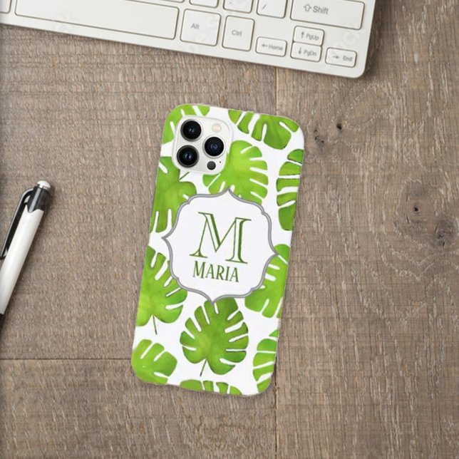 Coques Case-Mate iPhone Tropical Palm Tree Botanical Monogram Personalize  (Créateur téléchargé)