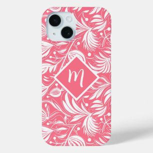Coque Case-Mate iPhone Tropical rose floral motif diamant Monogramme