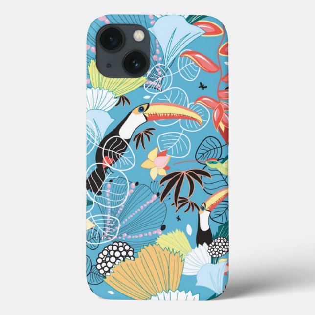 Coques Case-Mate iPhone Tropical Texture With Toucans and Hummingbirds (Verso)