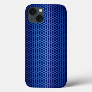 iPhone 13 Coque Trou métallique en acier inoxydable bleu