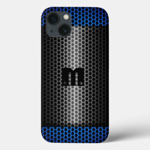 Coques Pour iPhone Trou métallique en acier inoxydable et bleu