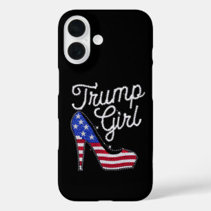 Coque Pour iPhone 16 Trump Girl High Heel Drapeau américain Bling Patri