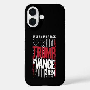 Coque Pour iPhone 16 Trump Vance 2024 Drapeau américain Reprenez l'Amér