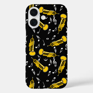 Coque Pour iPhone 16 Trumpet Music Notes Motif