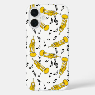 Coque Pour iPhone 16 Trumpet Music Notes Motif