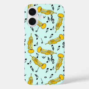Coque Pour iPhone 16 Trumpet Music Notes Motif