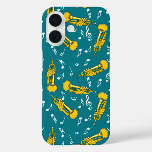 Coque Pour iPhone 16 Trumpet Music Notes Motif