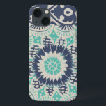 Coques Pour iPhone Tuile bleue III de batik<br><div class="desc">Floral</div>