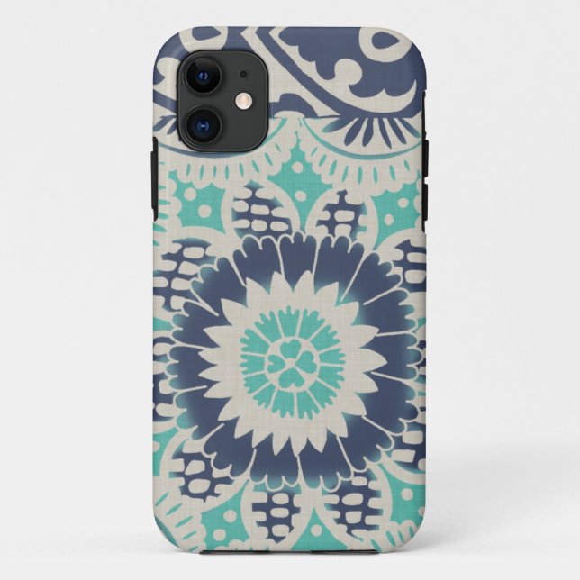 Coques Case-Mate iPhone Tuile bleue III de batik (Dos)