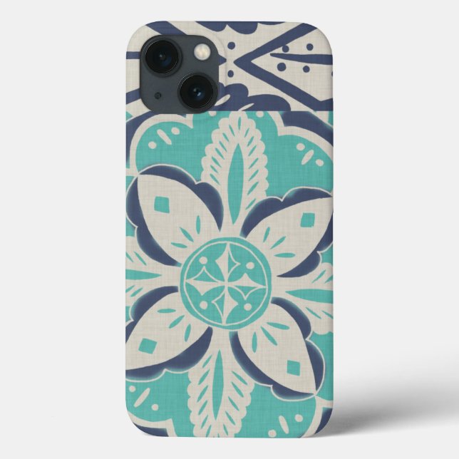 Coques Case-Mate iPhone Tuile bleue IV de batik (Verso)