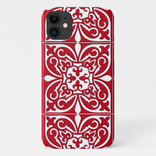 Etui iPhone Case-Mate Tuile marocaine - rouge foncé et blanc
