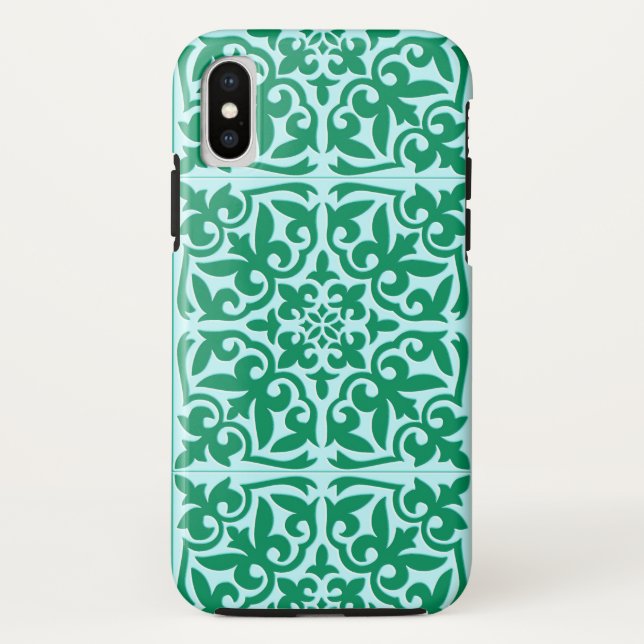 Coques Case-Mate iPhone Tuile marocaine - turquoise et aqua (Dos)