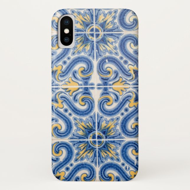Coques Case-Mate iPhone Tuiles bleues et jaunes, Portugal (Dos)