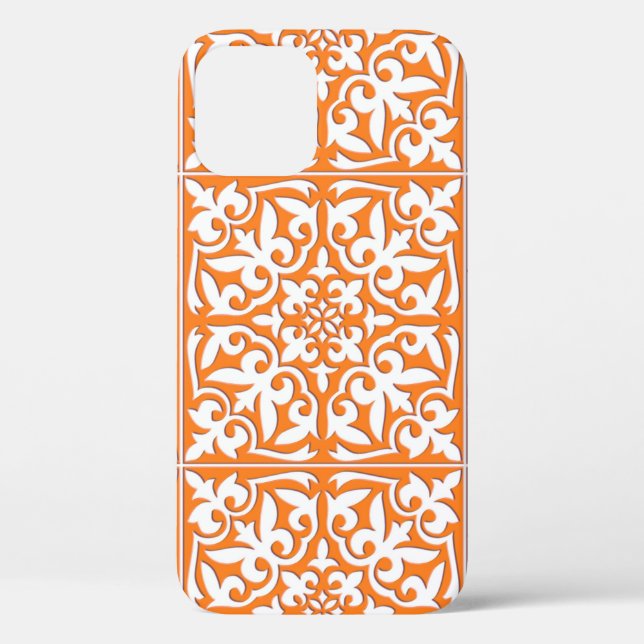 Coques Case-Mate iPhone Tuiles marocaines - corail orange et blanc (Verso)