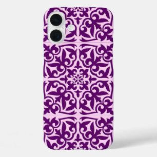 Coque Pour iPhone 16 Plus Tuiles marocaines - violet et orchidée