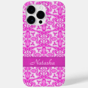 Coque Case-Mate iPhone Tulipe damassé rose violet nom