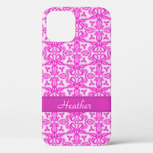 Coques Pour iPhone Tulipe damassé rose violet nom