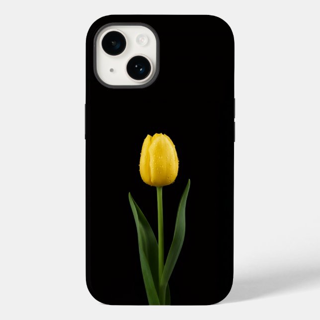Coques Case-Mate iPhone Tulipe doré Black 4 Luxe iPhone 14 Mate (Verso)