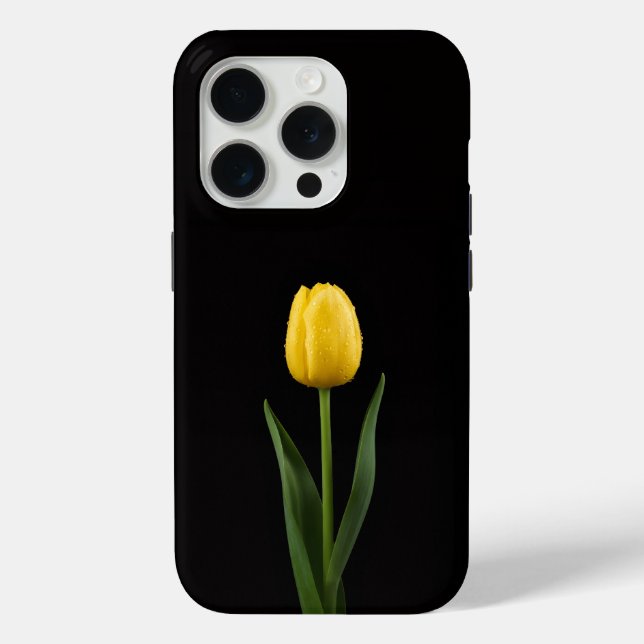 Coques Case-Mate iPhone Tulipe doré Black 4 Luxe iPhone 15 Pro Mate (Verso)