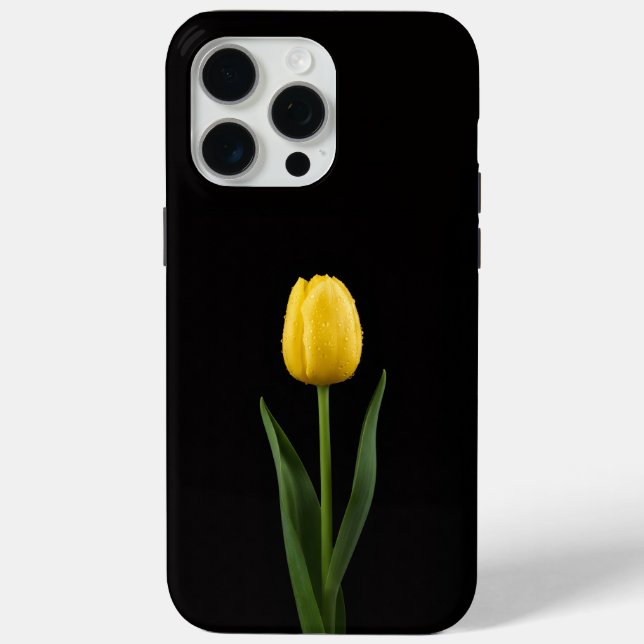 Coques Case-Mate iPhone Tulipe doré Black 4 Luxe iPhone 15 Pro Max (Verso)