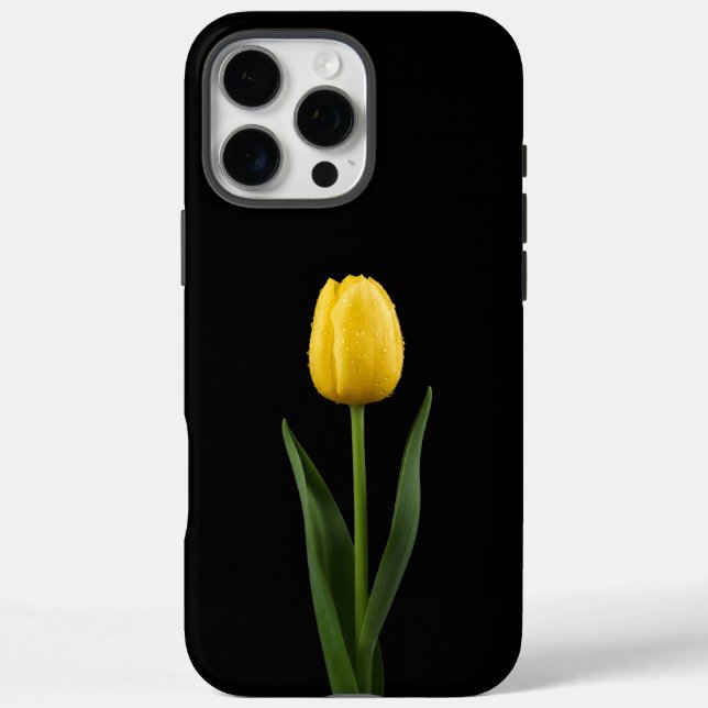 Coques Case-Mate iPhone Tulipe doré Black 4 Luxe iPhone 16 Pro Max (Verso)