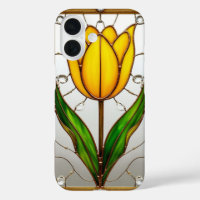 Tulipe élégante en verre coloré avec cadre doré