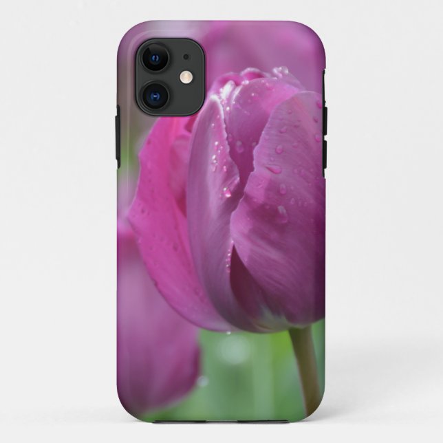 Coques Case-Mate iPhone Tulipe pourpre avec gouttes d'eau (Dos)