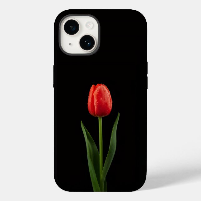 Coques Case-Mate iPhone Tulipe Rouge Rubis Noir 4 Luxe iPhone 14 Mate (Verso)