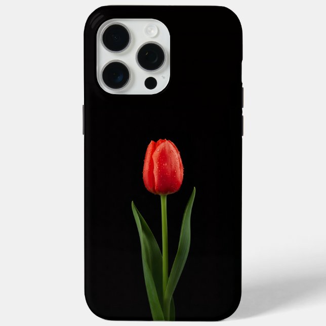 Coques Case-Mate iPhone Tulipe Rouge Rubis Noir 4 Luxe iPhone 15 Pro Max (Verso)