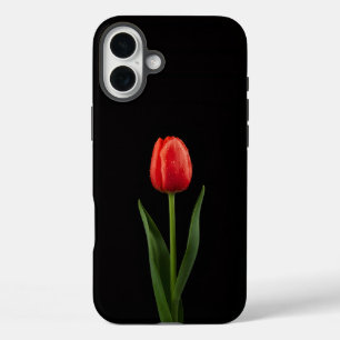 Coque Pour iPhone 16 Plus Tulipe Rouge Rubis Noir 4 Luxe iPhone 16 Plus