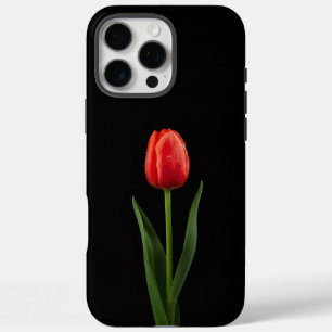 Coque iPhone 16 Pro Max Tulipe Rouge Rubis Noir 4 Luxe iPhone 16 Pro Max