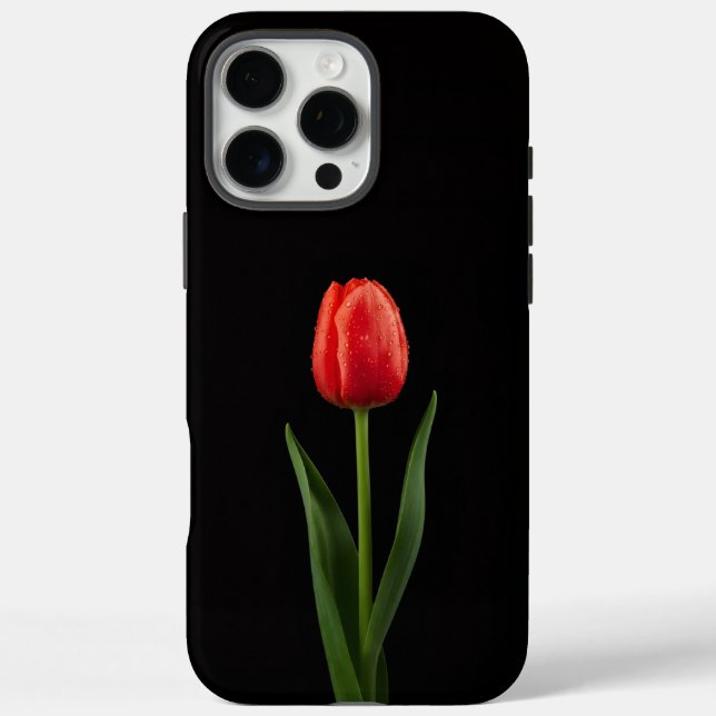 Coques Case-Mate iPhone Tulipe Rouge Rubis Noir 4 Luxe iPhone 16 Pro Max (Verso)