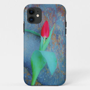 Coque Case-Mate iPhone Tulipe rouge sur ardoise gris bleu