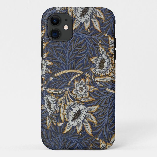 Coques Case-Mate iPhone Tulipe Saules Motif Bleu Floral de William Morris (Dos)