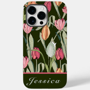 Coque Case-Mate iPhone Tulipes d'aquarelle rétro motif floral