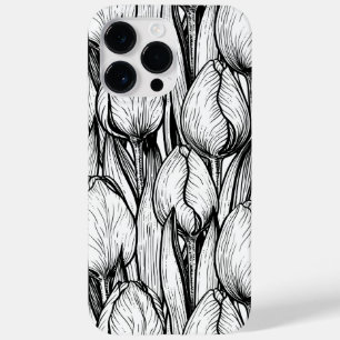 Coque Case-Mate iPhone Tulipes en noir et blanc