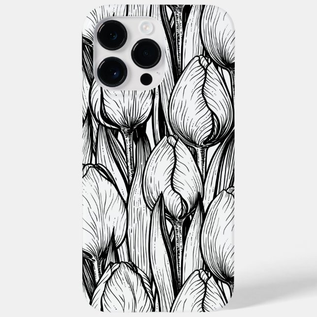 Coques Case-Mate iPhone Tulipes en noir et blanc (Verso)