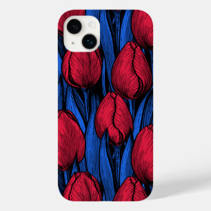 Coque Case-Mate iPhone Tulipes en rouge et bleu