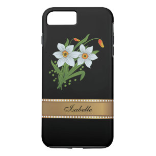 Coques Pour iPhone Tulipes et jonquilles Or Nom personnalisé