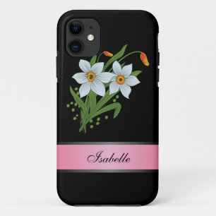 Coque Case-Mate iPhone Tulipes et jonquilles rose 2 Nom personnalisé