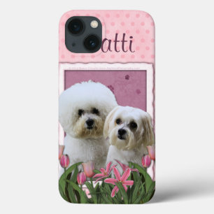 Etui iPhone 13 Tulipes roses - Bichon et maltais