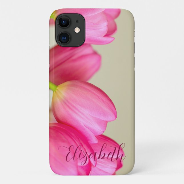 Coques Case-Mate iPhone Tulipes roses Personnaliser (Dos)